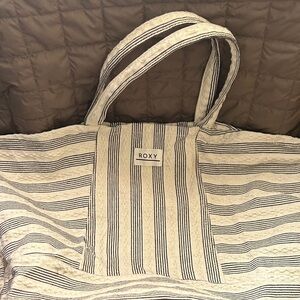 Roxy Cream and Black Striped Tote